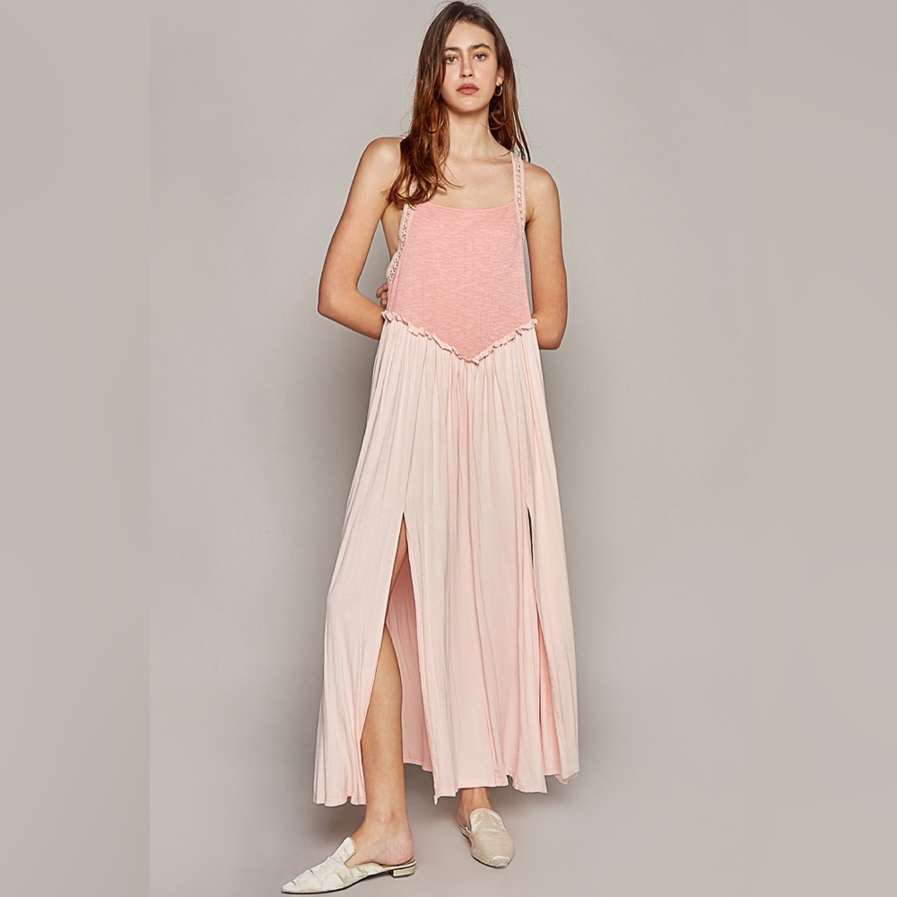 POL Pink Two-Tone Maxi Dress with Slits
